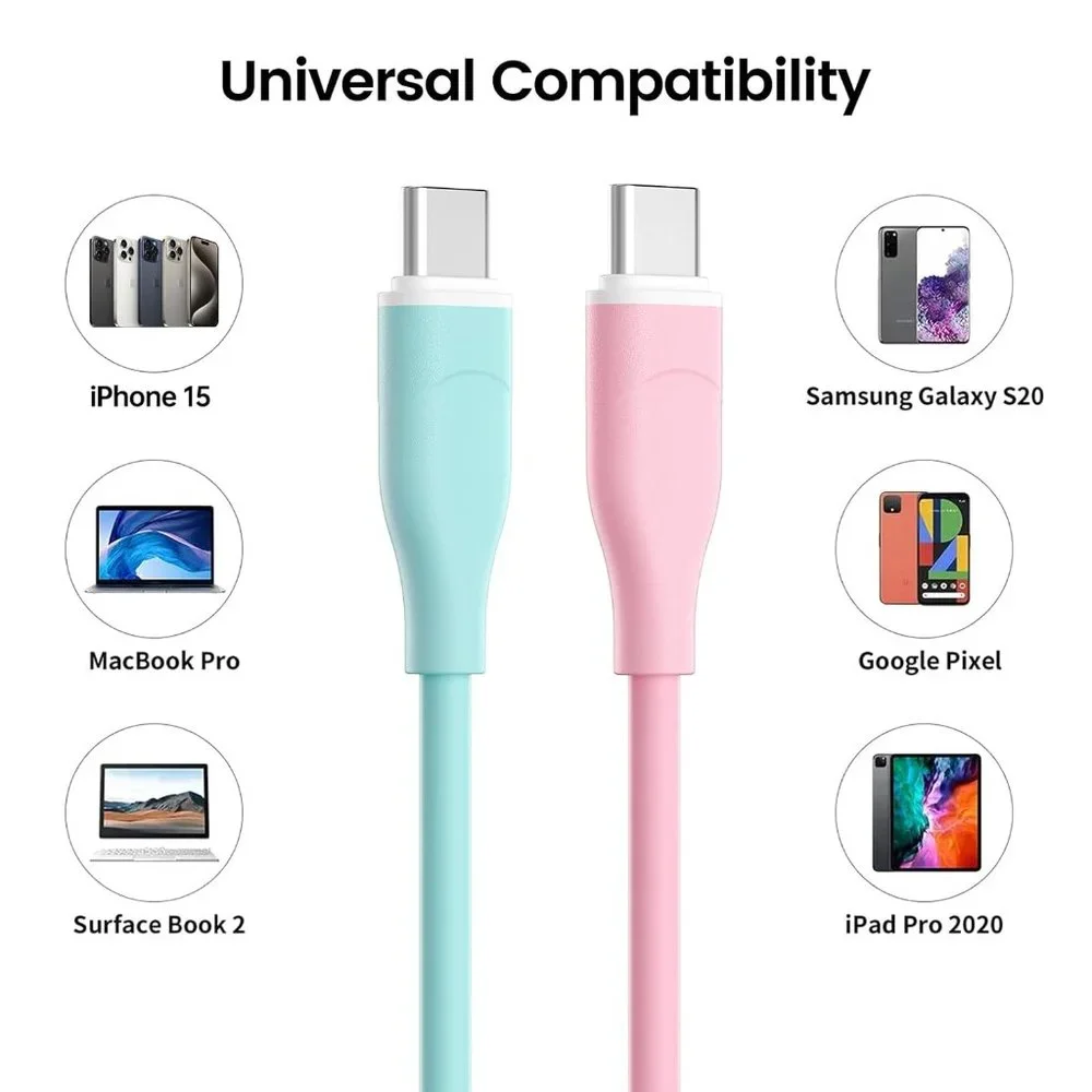 2-Pack 6ft USB C Fast Charging Cables for iPhone, Samsung, MacBook